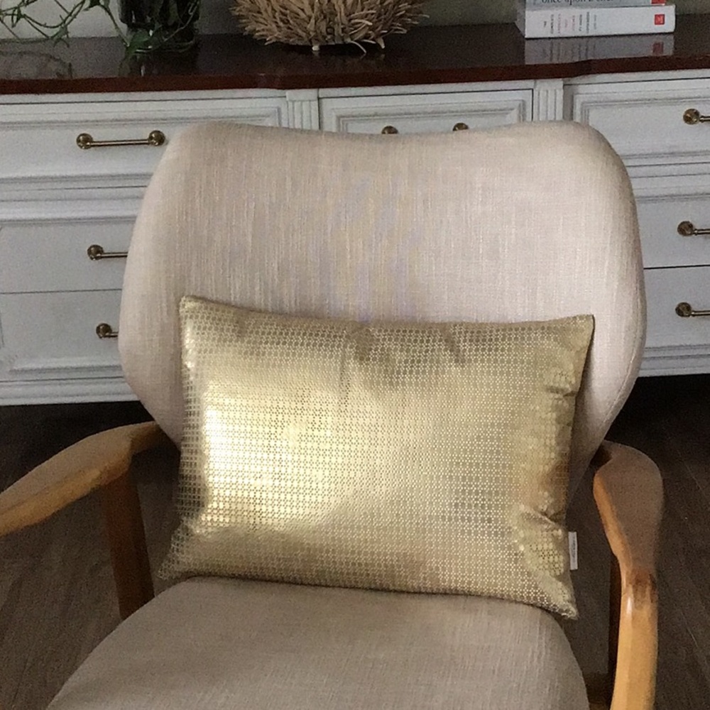Calvin Klein Gold Metallic Faux Leather Pillow